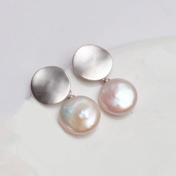 Sterling Silver Freshwater Baroque Pearl Earrings - Picture 4 of 7